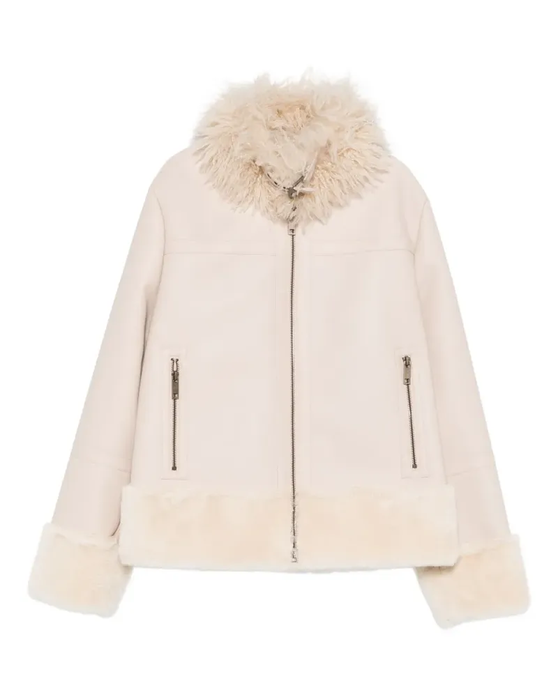 Twin-Set trimmed zip-front jacket - Nude Nude