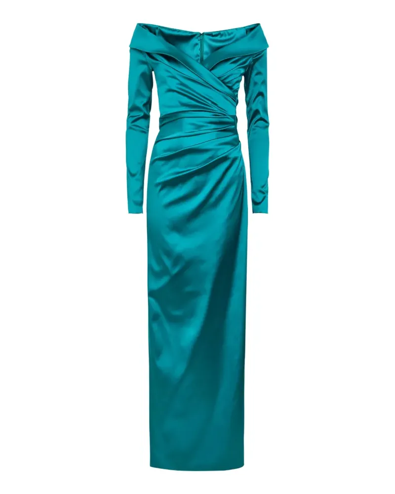 Talbot Runhof off-shoulder ruched-detailing maxi dress - Blau Blau