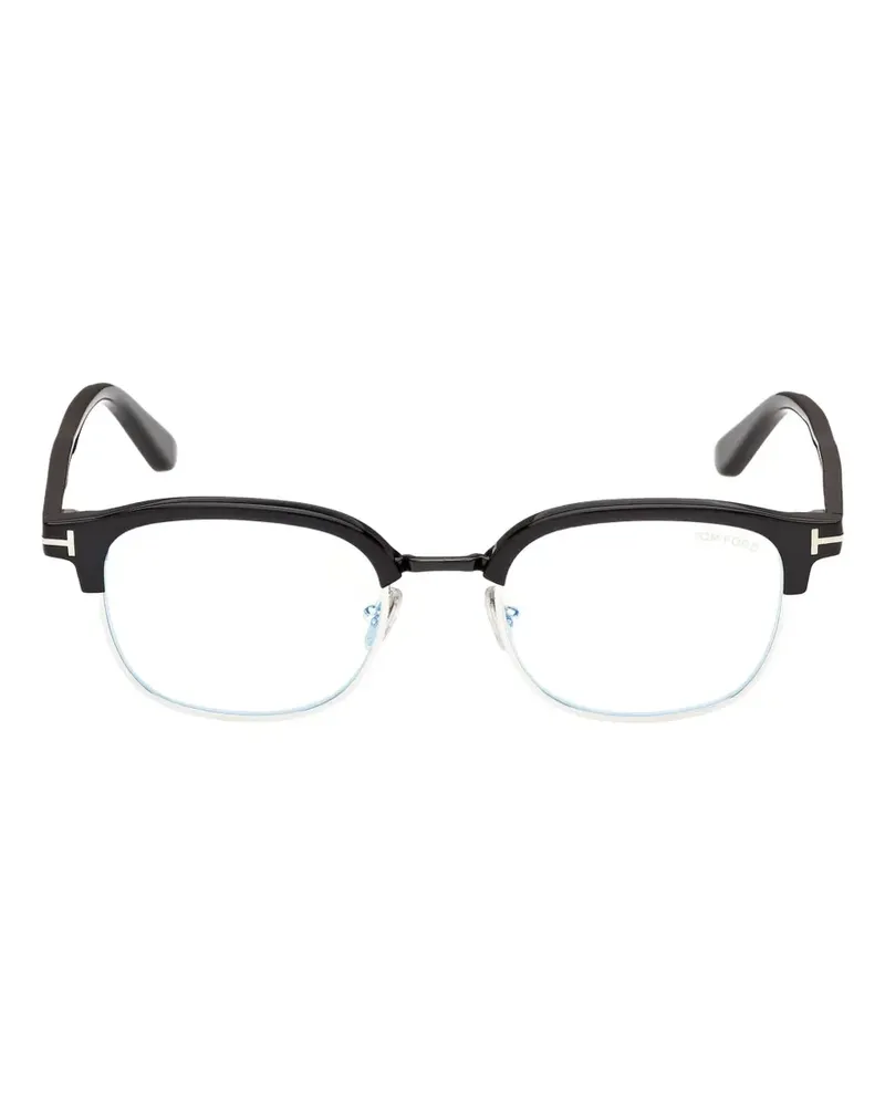 Tom Ford Geometrische Brille mit T-Logo - Schwarz Schwarz