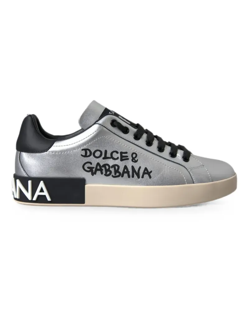 Dolce & Gabbana Portofino Sneakers mit Logo-Print - Silber Silber