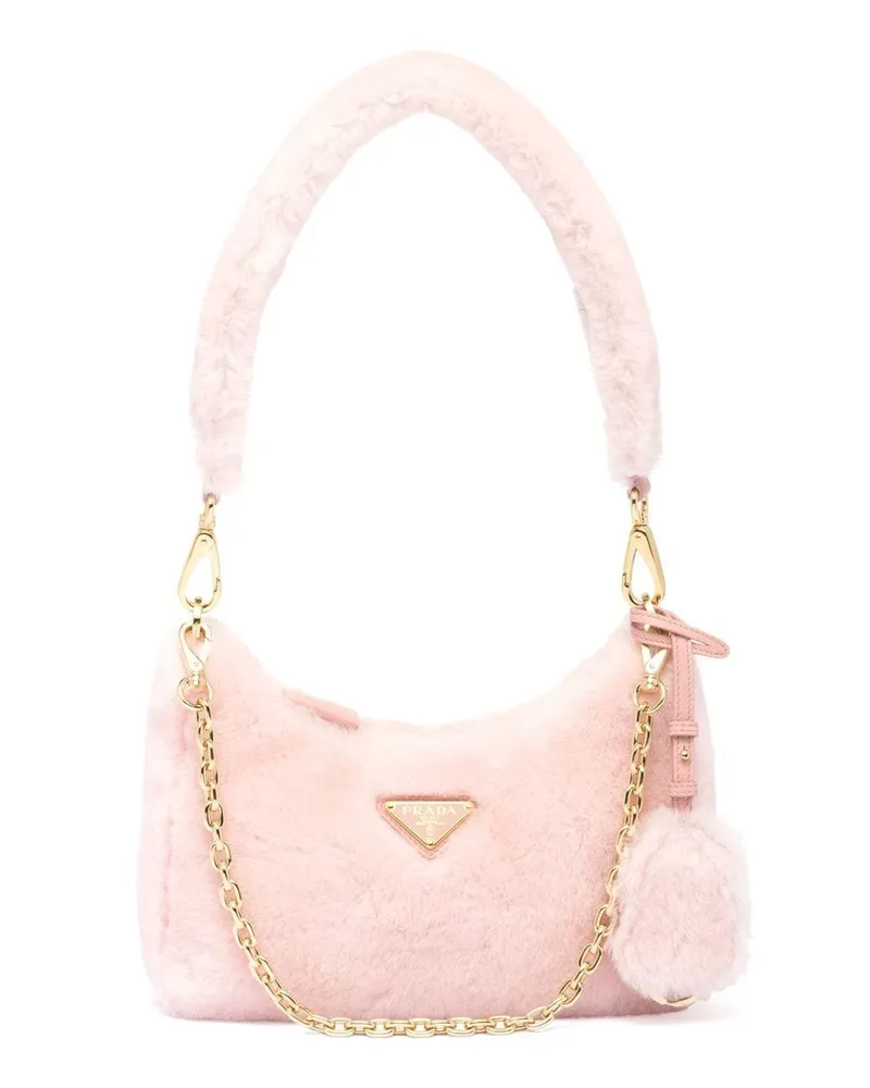 Prada Re-Edition Mini-Tasche aus Shearling - Rosa Rosa
