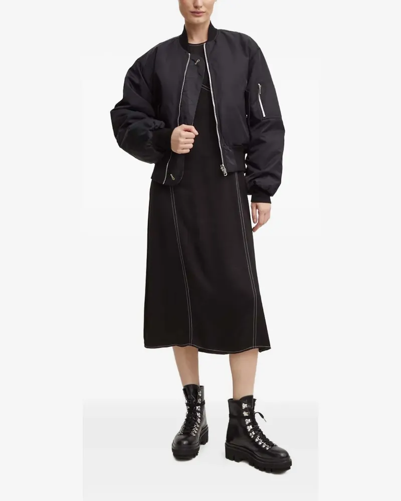 Day Birger et Mikkelsen Becca Midikleid mit Kontraststickerei - Schwarz Schwarz