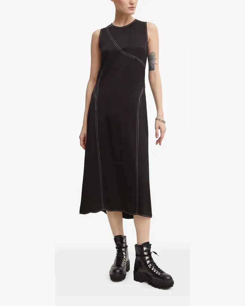 Day Birger et Mikkelsen Becca Midikleid mit Kontraststickerei - Schwarz Schwarz
