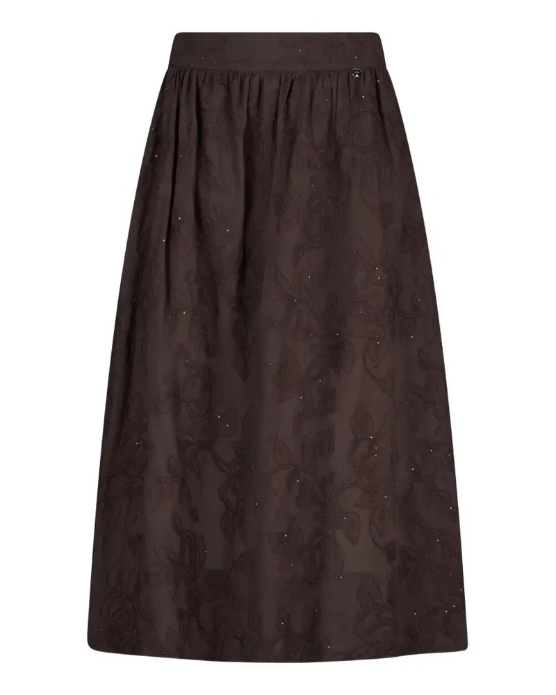 Liu Jo floral-embroidered midi skirt - Braun Braun