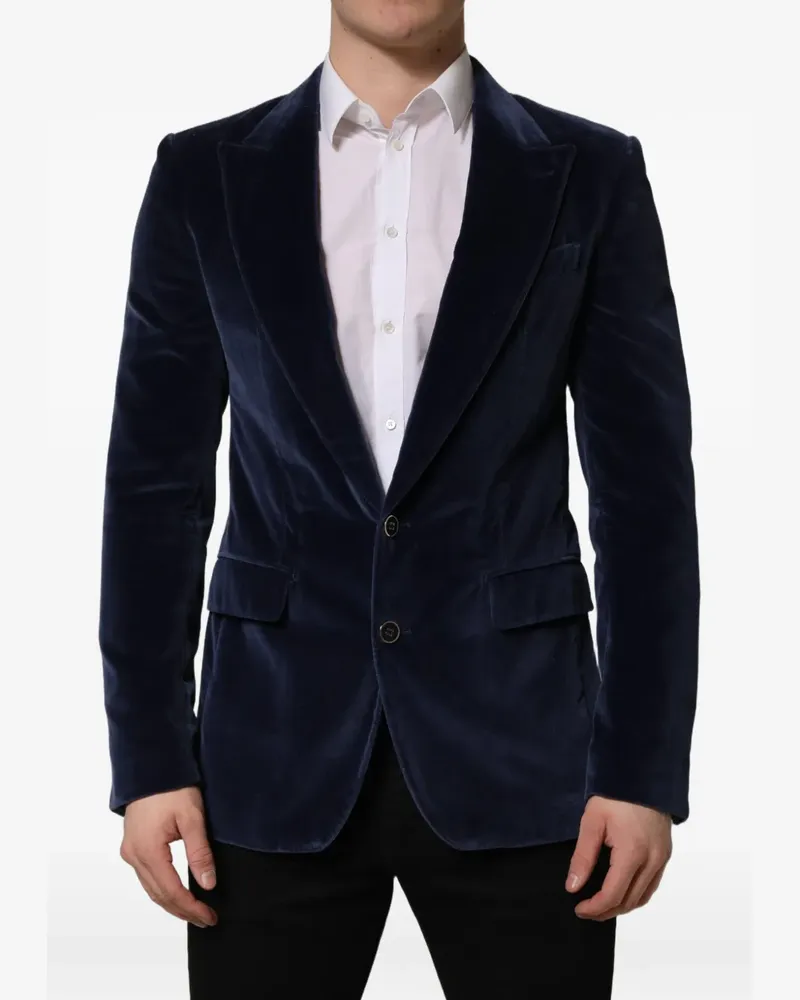Dolce & Gabbana velvet single-breasted blazer - Blau Blau