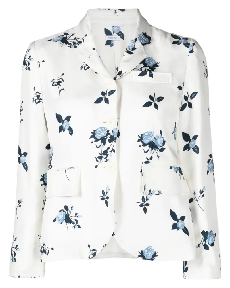 Thom Browne Sakko mit Blumen-Print Weiß