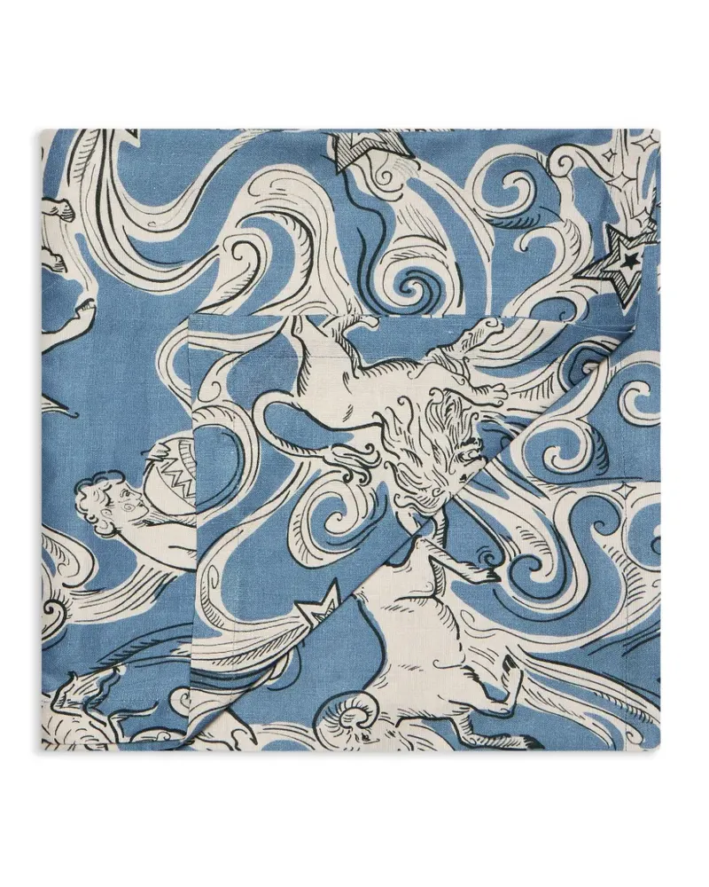 La DoubleJ Große Cosmos Tischdecke aus Leinen - Blau Blau