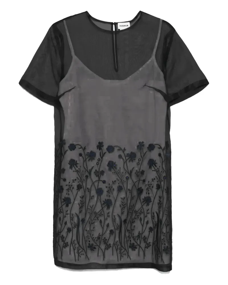 P.A.R.O.S.H. P.A.R.O H. Midikleid mit Blumendetail - Schwarz Schwarz