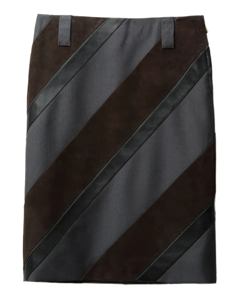 Versace Gestreifter Minirock aus Wildleder - Grau Grau