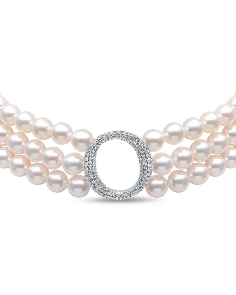 YOKO London 18K white gold akoya pearl and diamond necklace - Silber Silber