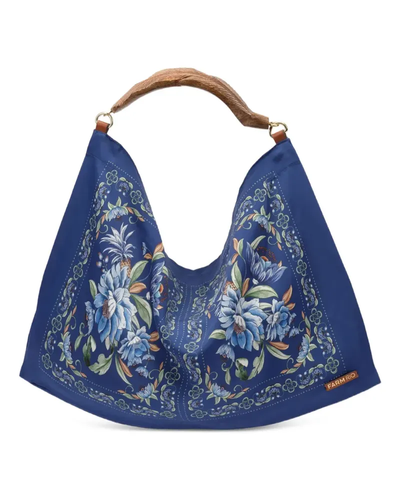 FARM Rio small Sacrf floral-print leaf-handle tote bag - Blau Blau