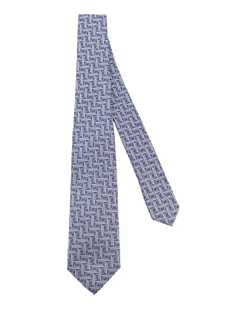 Kiton geometric-pattern tie - Blau Blau