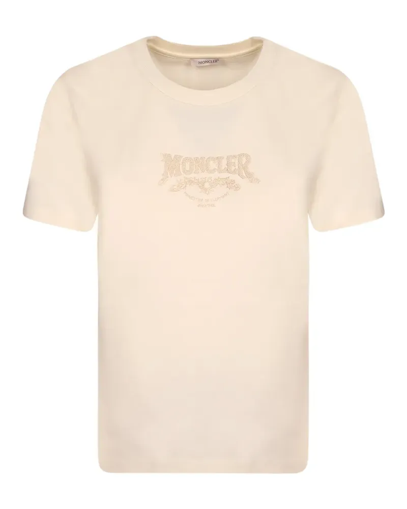 Moncler T-Shirt mit Logo-Stickerei - Weiß Weiß