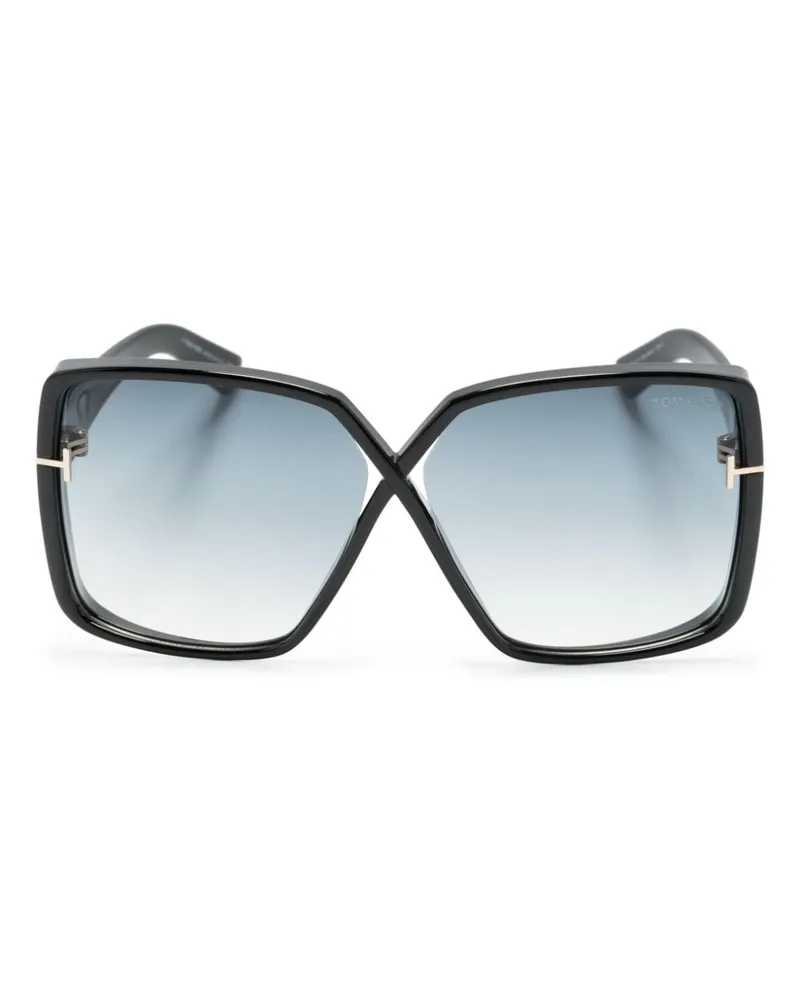 Tom Ford Yvonne Sonnenbrille mit Oversized-Gestell - Schwarz Schwarz