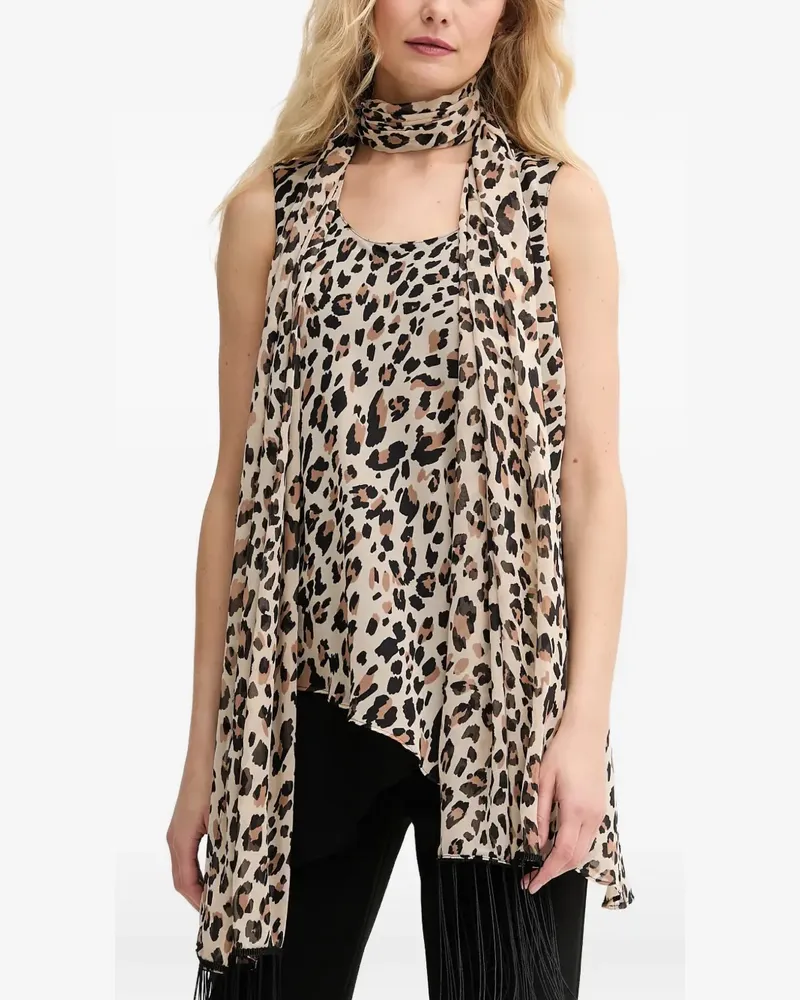 Joseph Ribkoff animal-print fringed top - Nude Nude