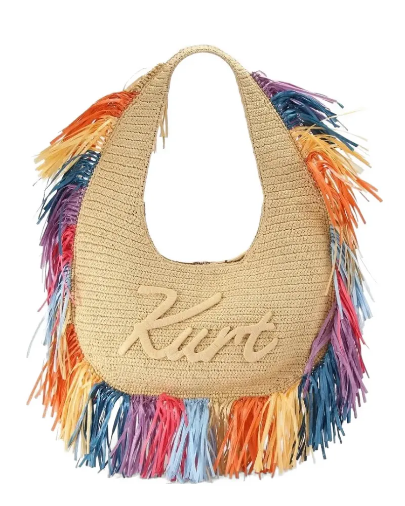 Kurt Geiger large Kurt fringed shoulder bag - Nude Nude
