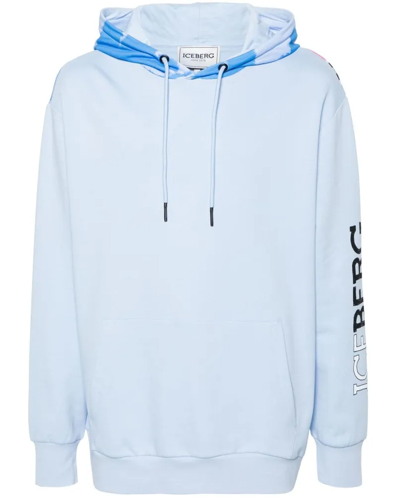 Iceberg Gestrickter Hoodie mit Illustrations-Print Blau