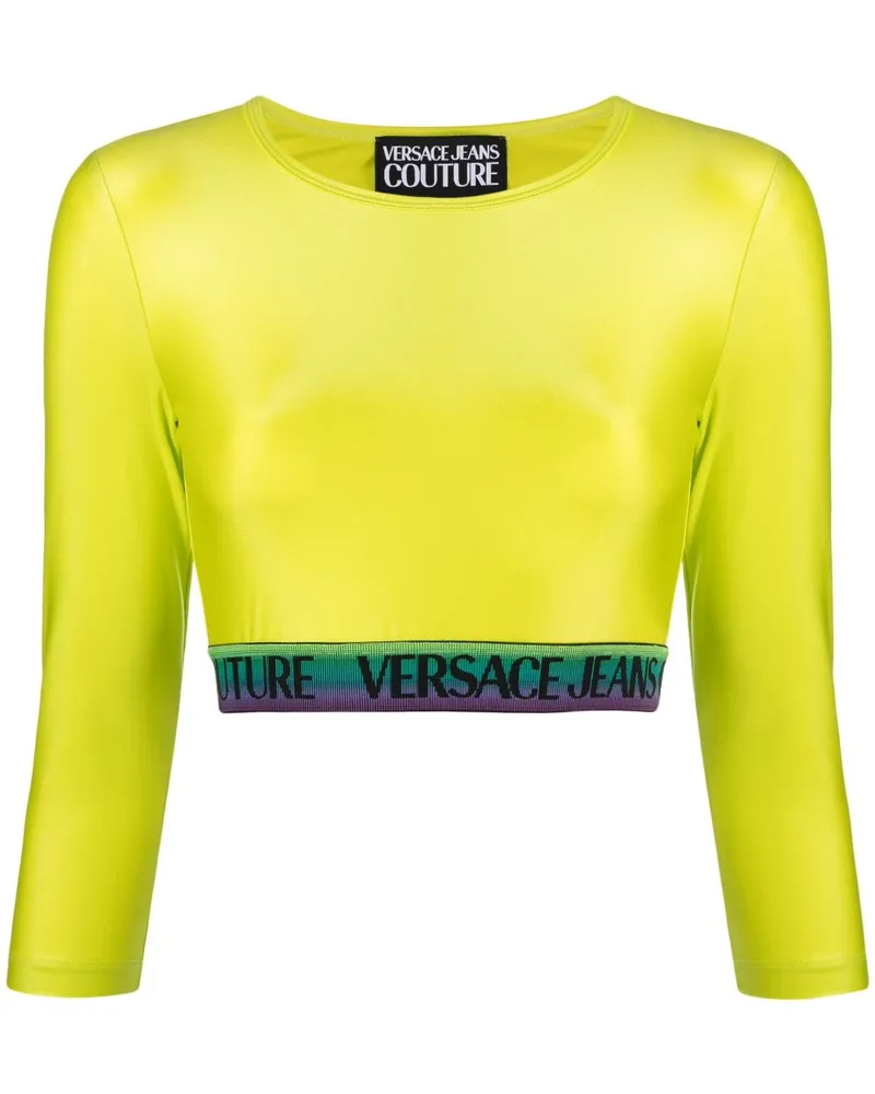Versace Jeans Oberteil mit Logo-Bund - Grün Grün