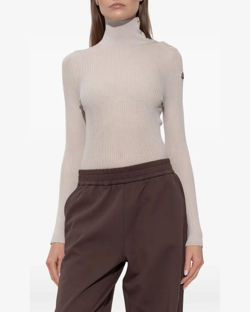 Moncler button-detail ribbed sweater - Nude Nude