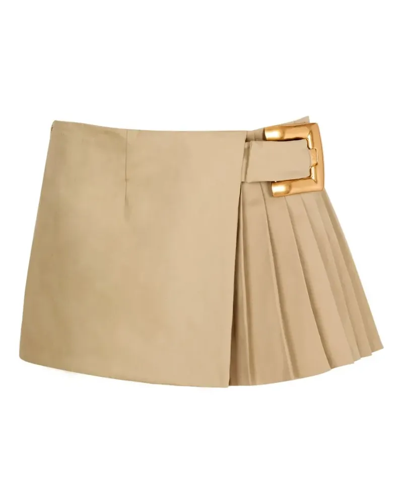 Balmain Plissierter Minirock mit Gürtel - Nude Nude