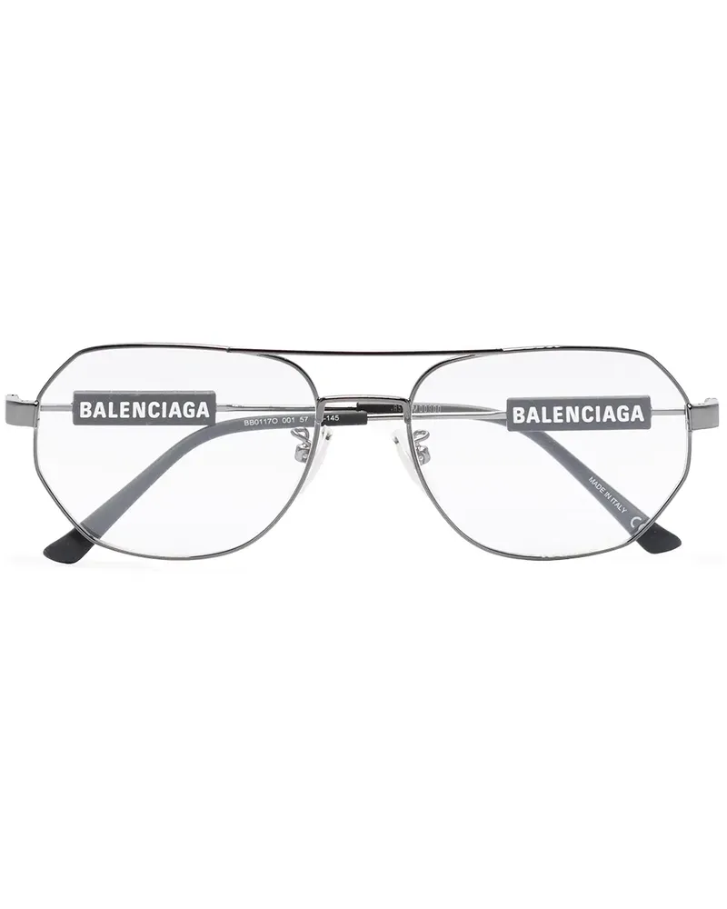 Balenciaga Pilotenbrille mit Logo - Grau Grau