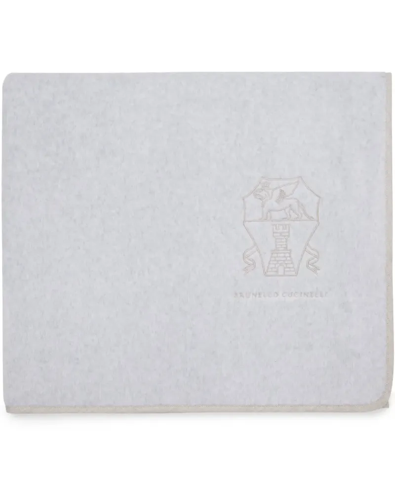 Brunello Cucinelli Badetuch mit Logo-Stickerei - Grau Grau