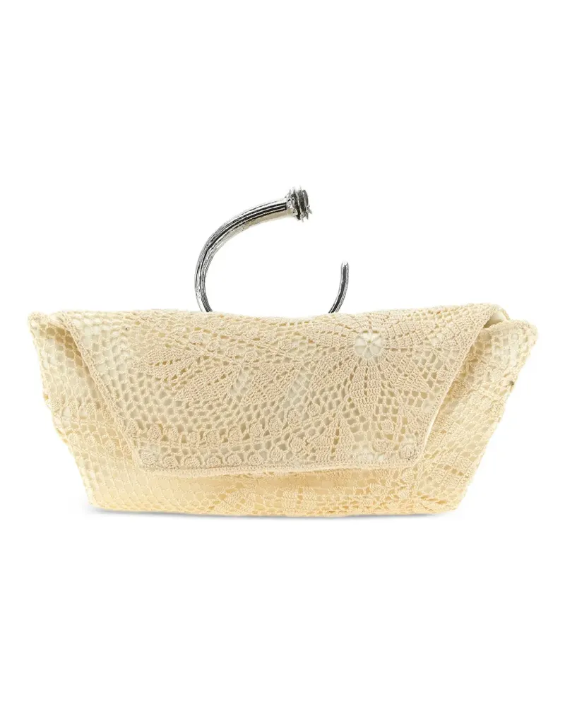 Magda Butrym Gehäkelte Bracelet Clutch mit skulpturalem Henkel - Nude Nude