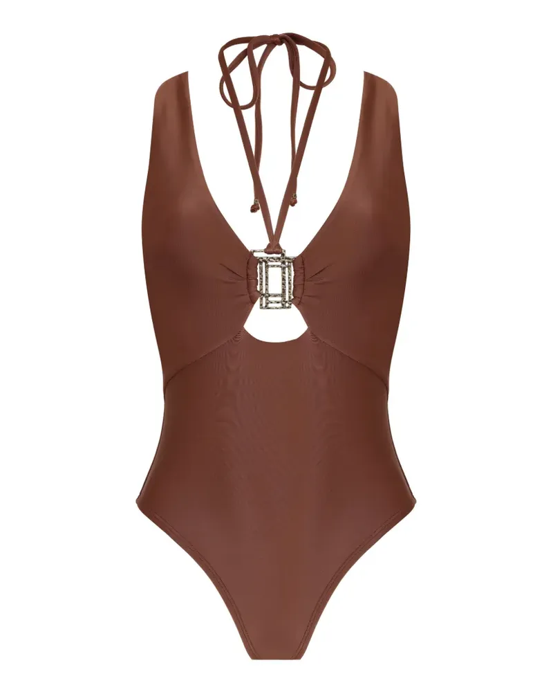 Amir Slama tie-fastening cutout swimsuit - Braun Braun