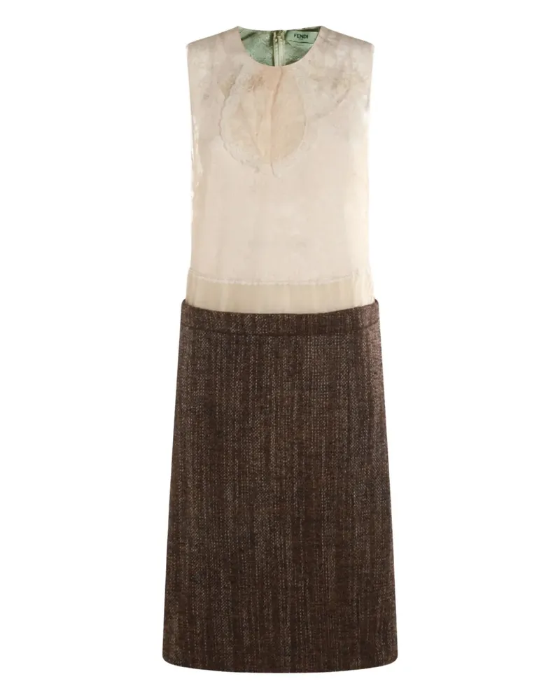 Fendi Tweed-Kleid mit Spitzeneinsatz - Nude Nude