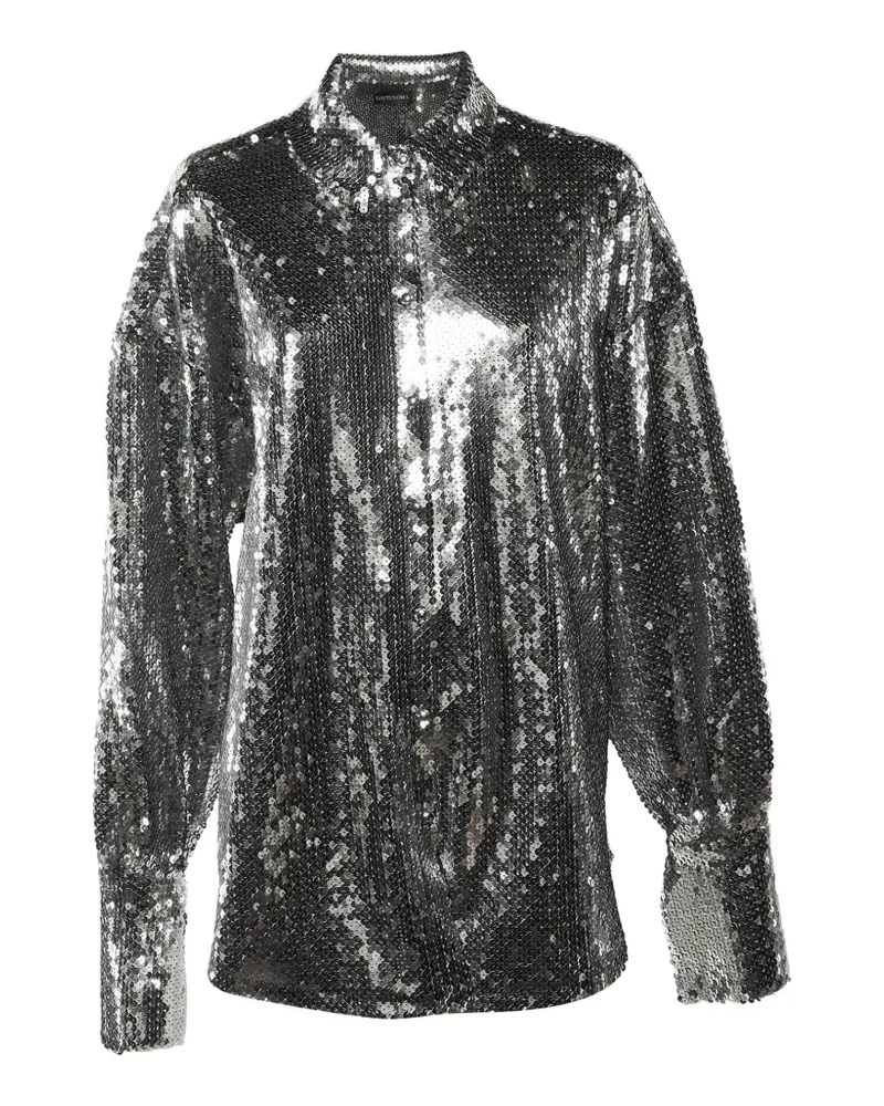 David Koma T-Shirt mit Pailletten - Silber Silber