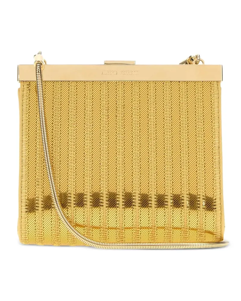 Alberta Ferretti ribbed-knit chain-strap shoulder bag - Gold Gold