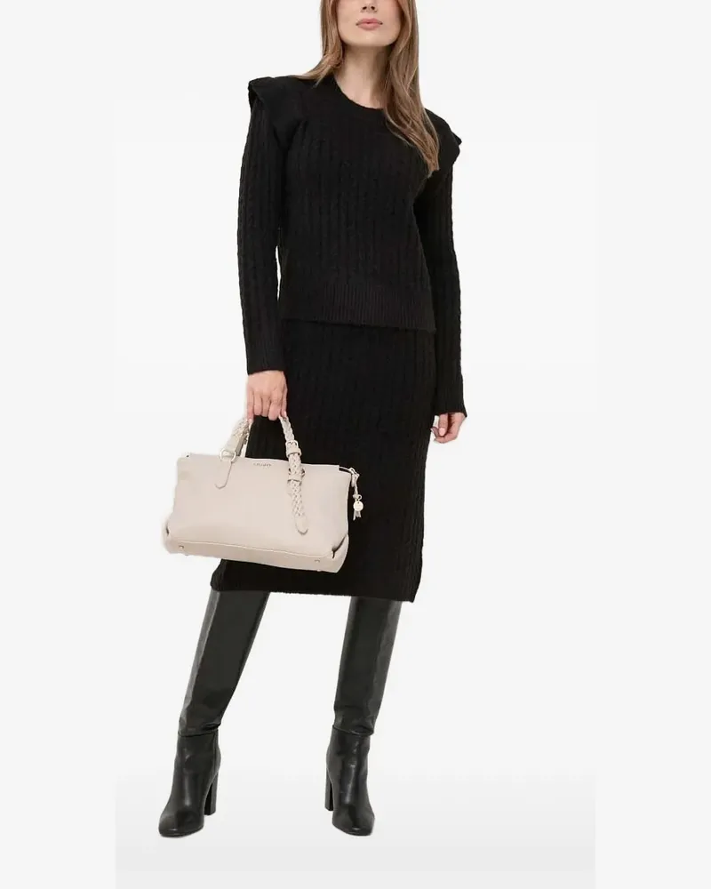Silvian Heach Gerüschter Pullover mit Zopfmuster - Schwarz Schwarz
