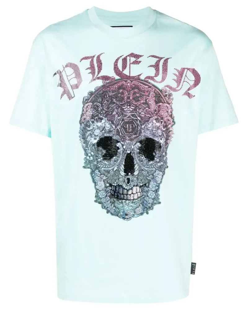 Philipp Plein T-Shirt mit Totenkopf - Blau Blau