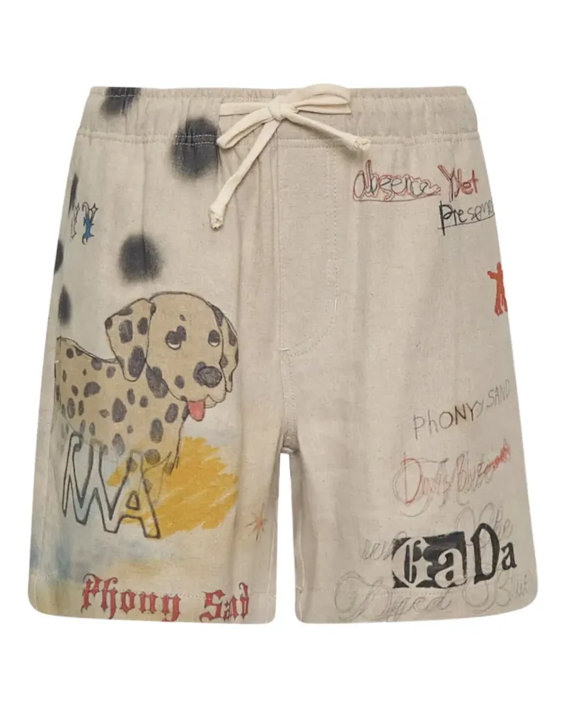 OPEN YY graphic-print drawstring shorts - Nude Nude