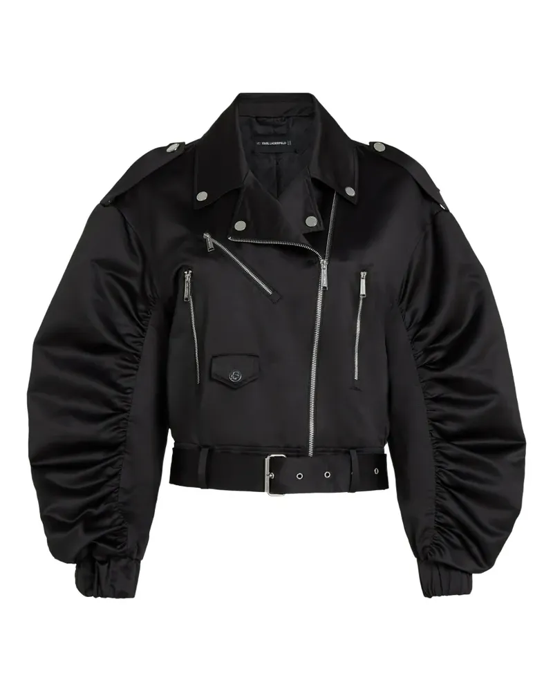 Karl Lagerfeld ruched satin bomber jacket - Schwarz Schwarz