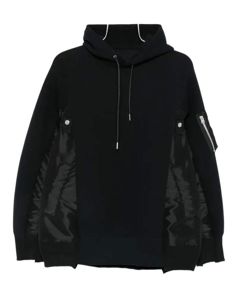 Sacai panelled zip-pocket hoodie - Schwarz Schwarz