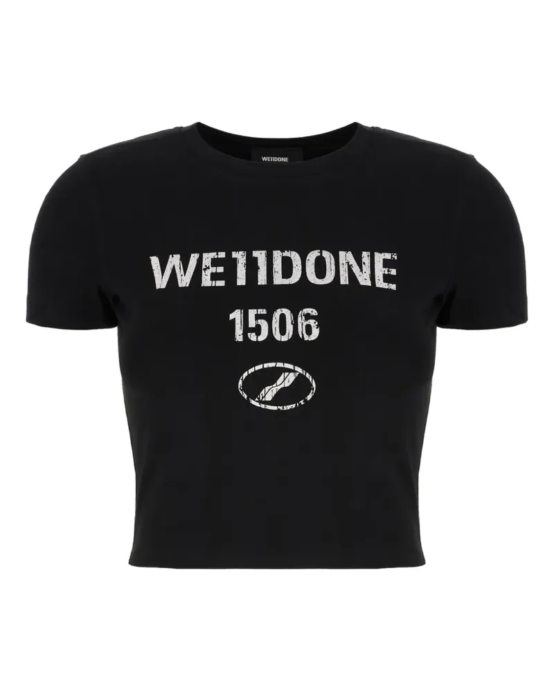 WE 11 DONE Cropped-T-Shirt mit Logo-Print - Schwarz Schwarz