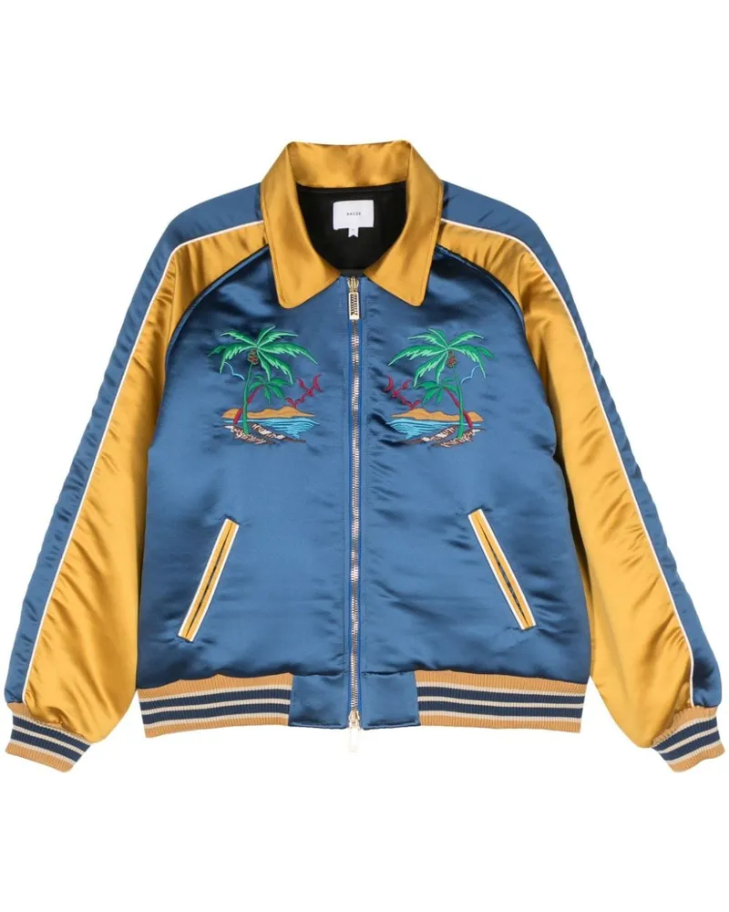 RHUDE Bomberjacke in Colour-Block-Optik - Blau Blau