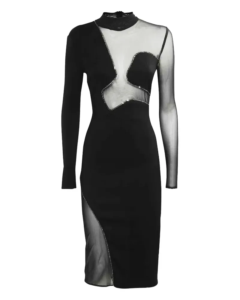 John Richmond mesh-insert embellished party dress - Schwarz Schwarz