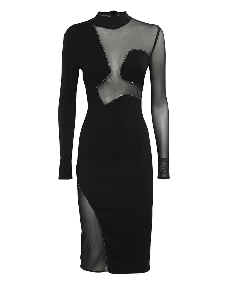John Richmond mesh-insert embellished party dress - Schwarz Schwarz
