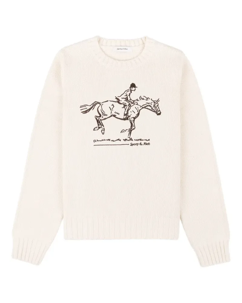 SPORTY & RICH equestrian graphic crew-neck sweater - Nude Nude