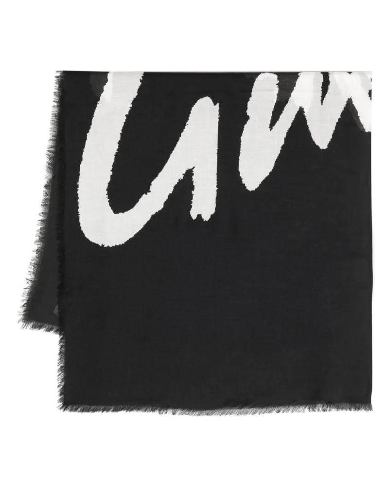 Givenchy Ausgefranster Schal mit Intarsien-Logo - Schwarz Schwarz