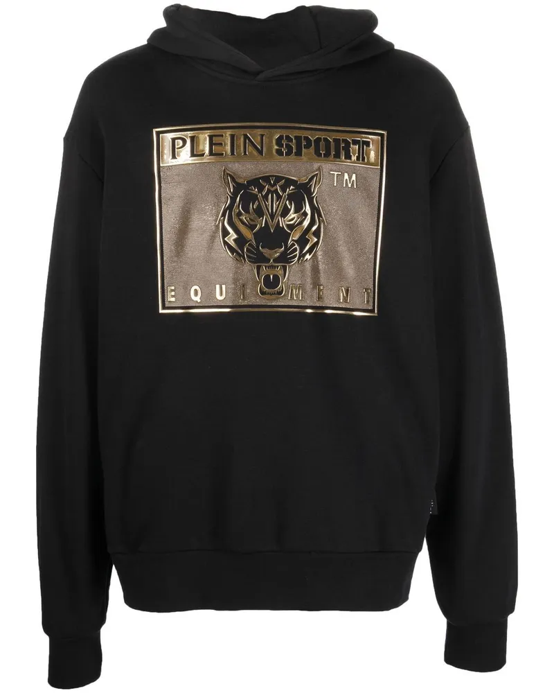 Philipp Plein Hoodie mit Tigerkopf-Print Schwarz