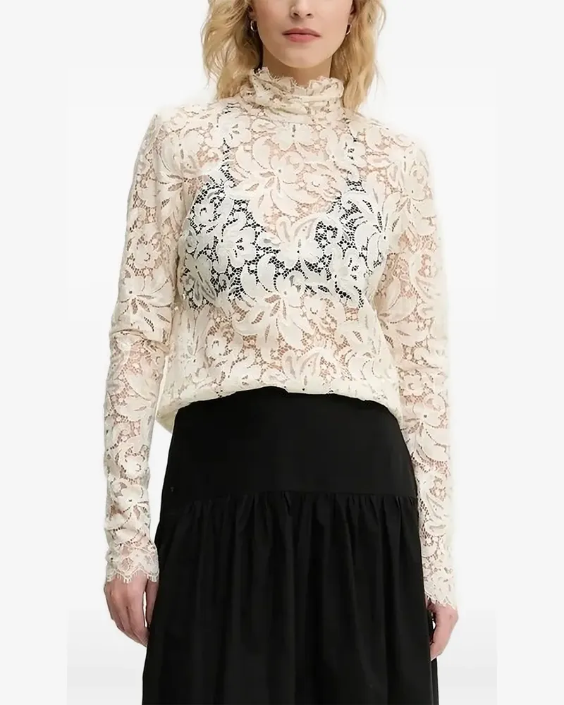 A.L.C. Bluse aus Spitze mit Stehkragen - Weiß Weiß