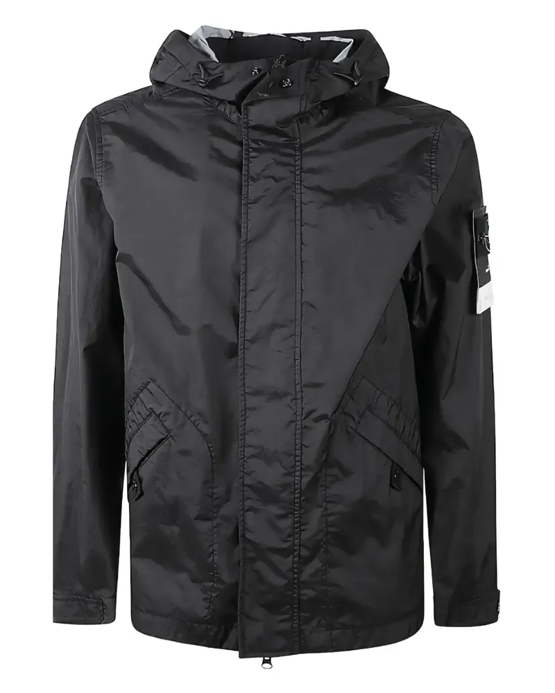 Stone Island Jacke mit Logo-Patch - Schwarz Schwarz