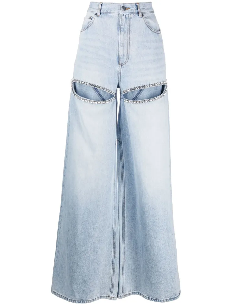 Area Crystal Wide-Leg-Jeans Blau