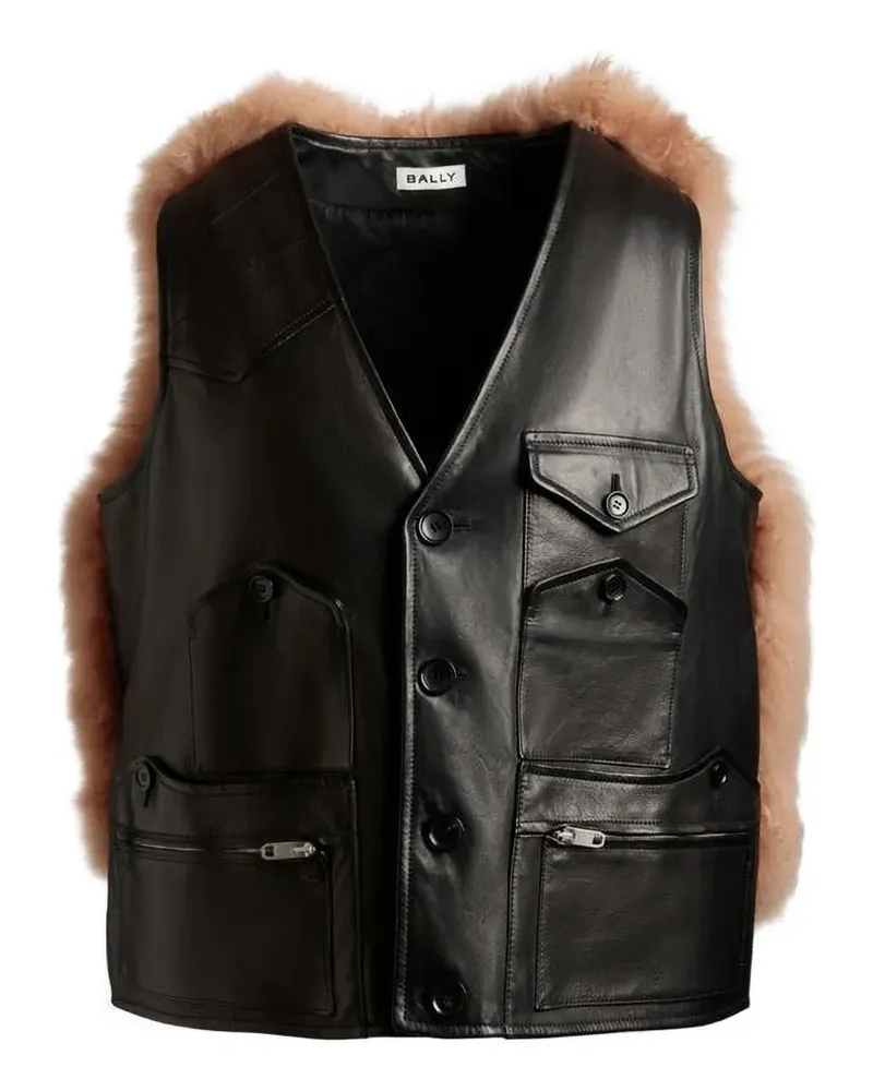 Bally shearling-insert leather vest - Nude Nude