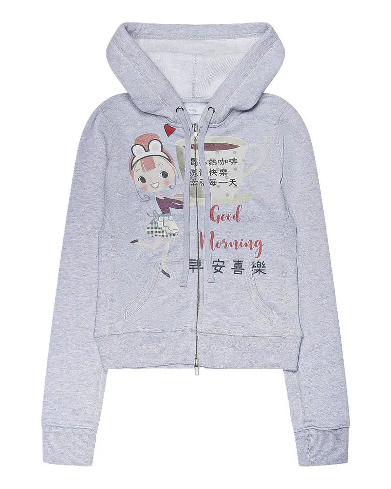 Praying graphic-print zip-up hoodie - Grau Grau