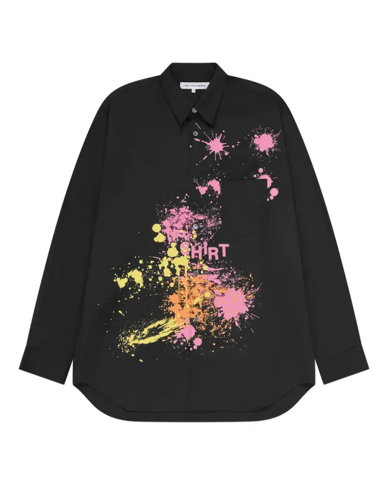 Comme des Garçons Hemd mit Farbklecks-Print - Schwarz Schwarz