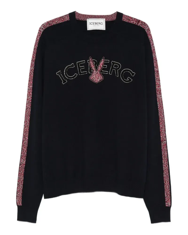 Iceberg Besticktes Sweatshirt mit Seitenstreifen - Blau Blau